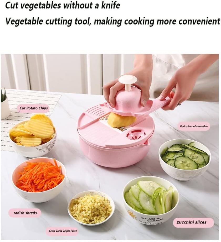 Grafken 9-in-1 Vegetable Slicer Set Pink