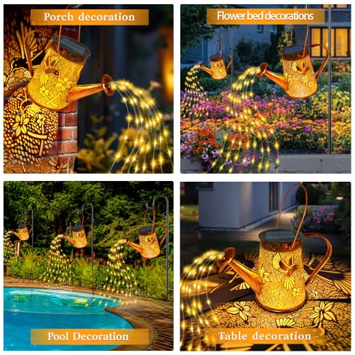 Solar Watering Can Lights, Hummingbird Gifts for Christmas Women Mom Grandma Birthday, Waterproof Outdoor Garden Decor Large Hanging Solar Lanterns Garden Lights for Patio Porch Yard Flowerbed Pathway - Image 4