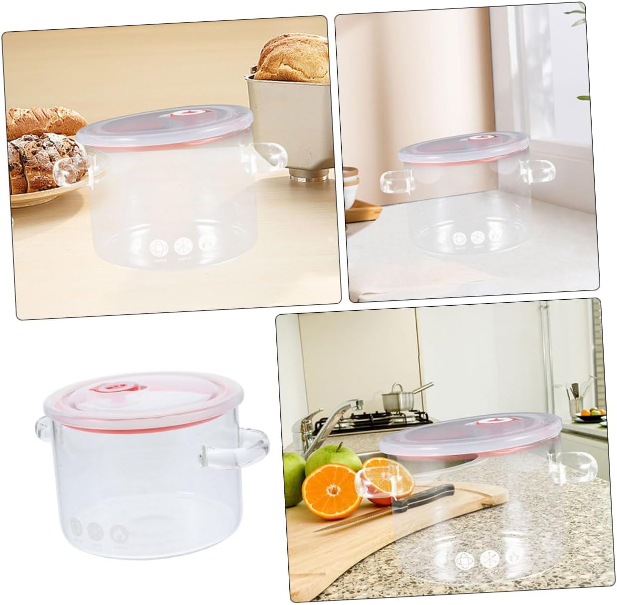 Sleek borosilicate glass pot with double handles for efficient cooking