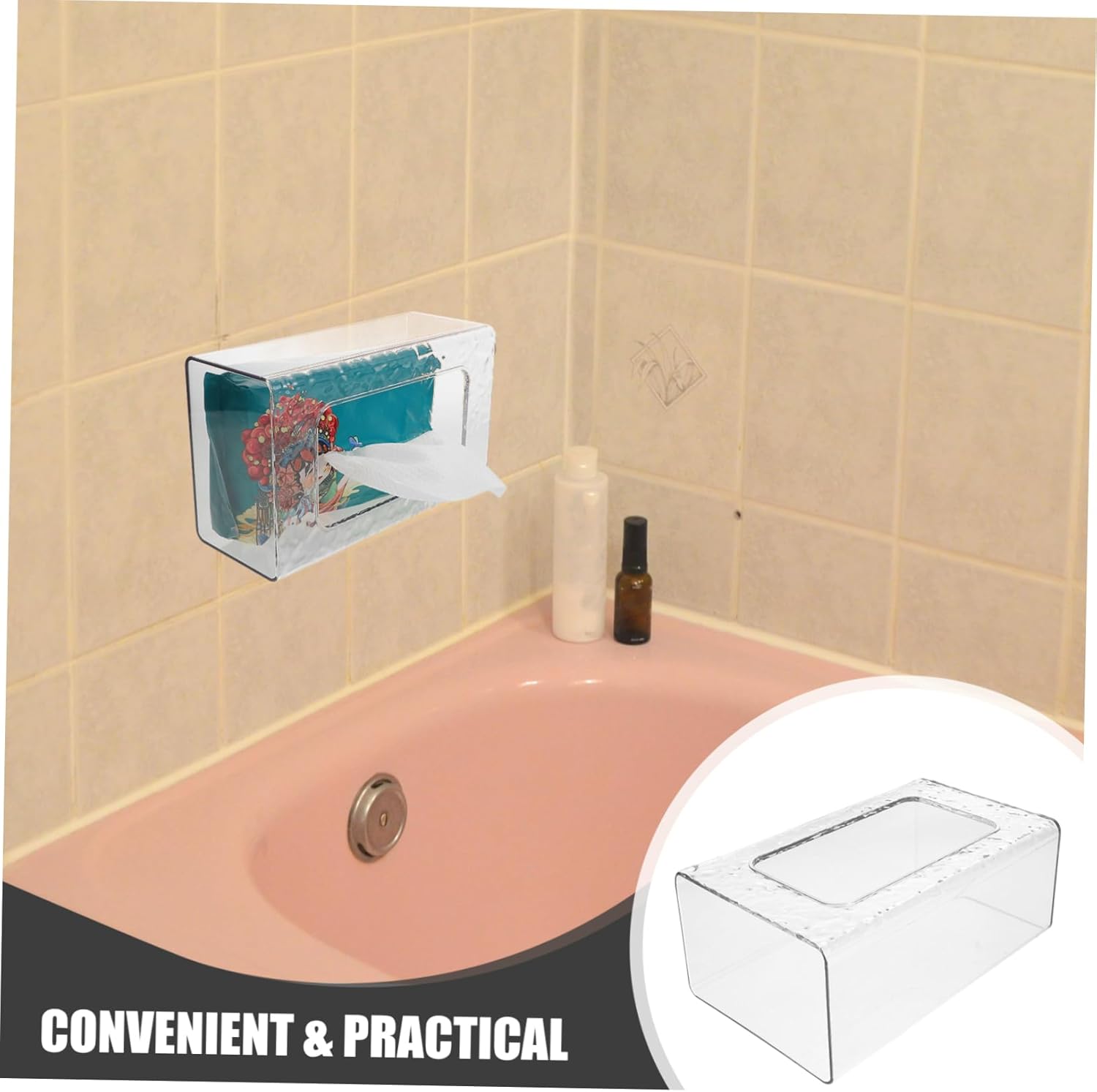 DECHOUS Transparent Tissue Box Holder for Home Office Kitchen Bathrooms