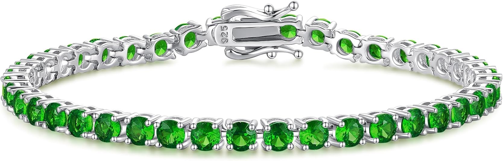 FANCIME Birthstone Bracelet Sterling Silver Gemstone Tennis Bracelets Fine Jewelry Wedding Bridal Prom Birthday Gift for Women Her, Length 7.9 Inch Width 4mm