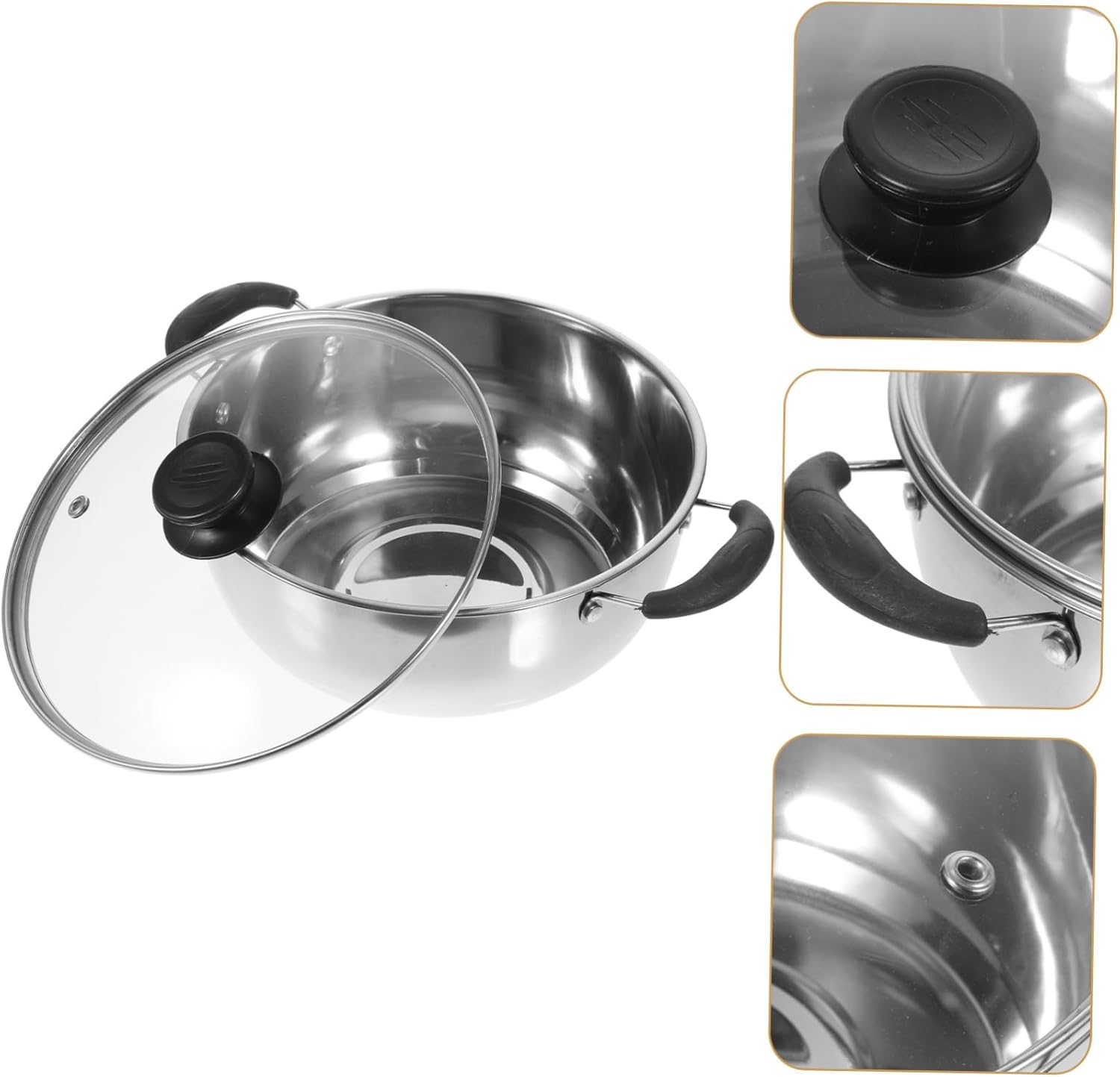 Stainless Steel Soup Pot Multi-Layer Cooking Lid Eco-Friendly Durable
