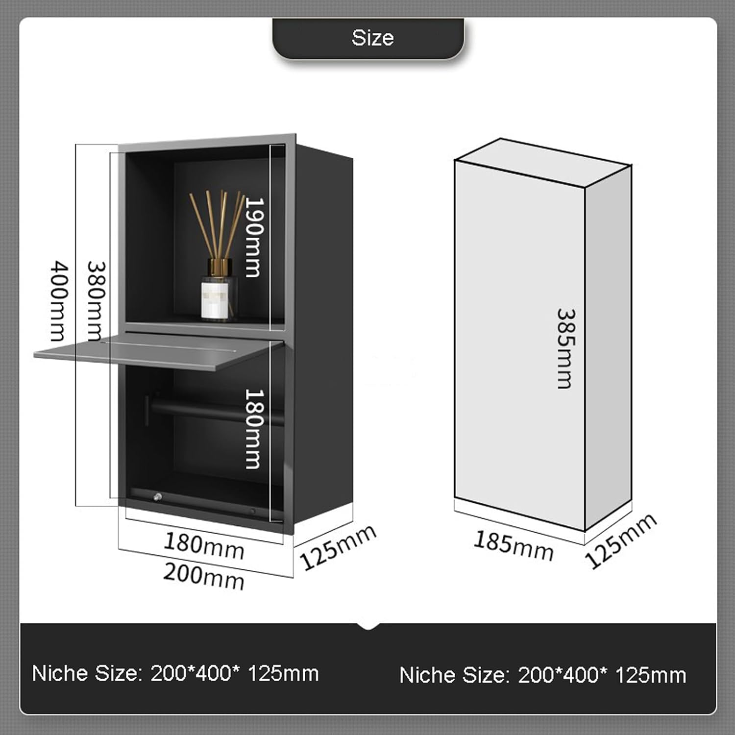 Space-Saving Stainless Steel Towel Dispenser with Open Shelf for Commercial Use