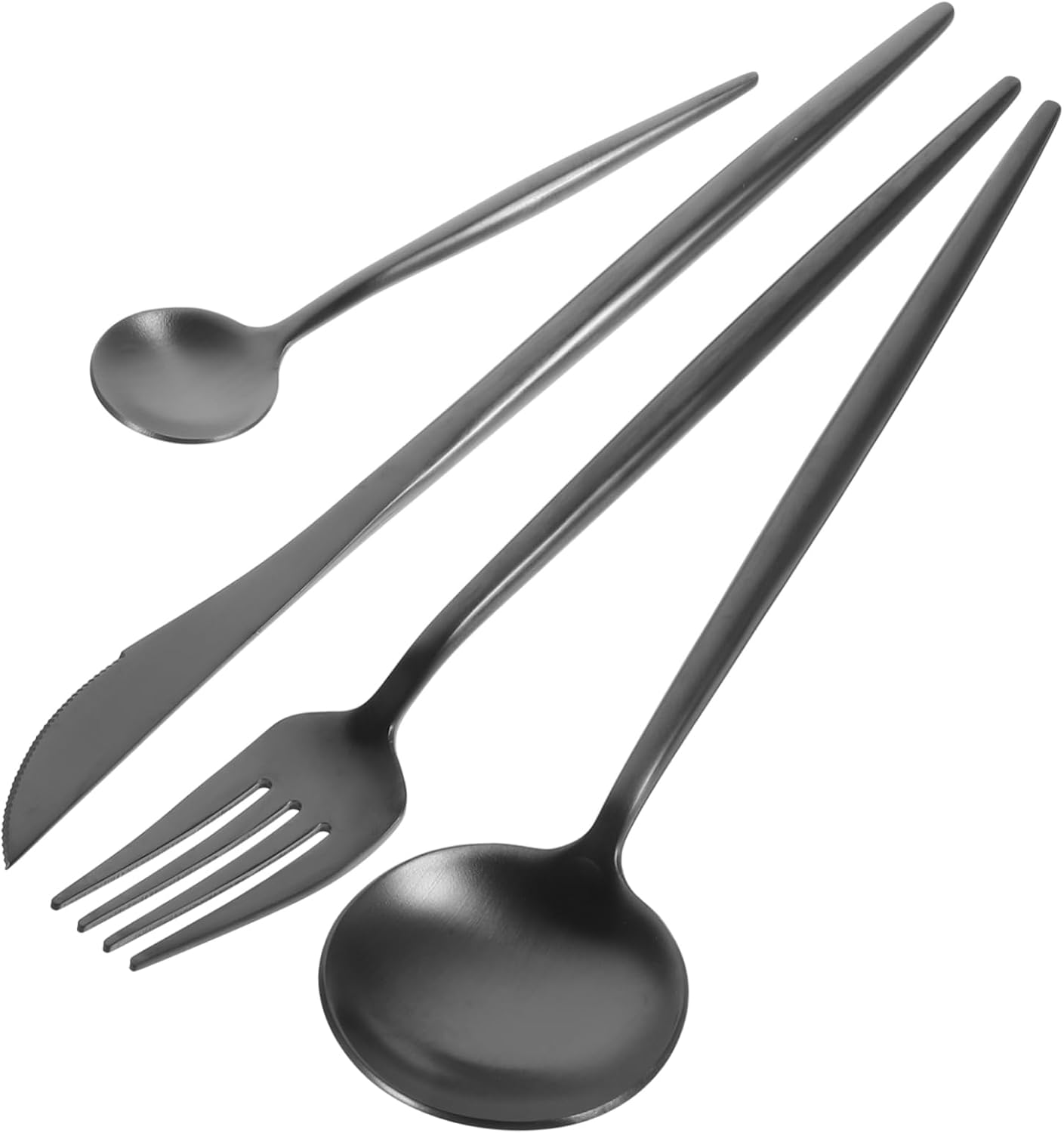 Stainless Steel Serving Set - Black Forks Spoons