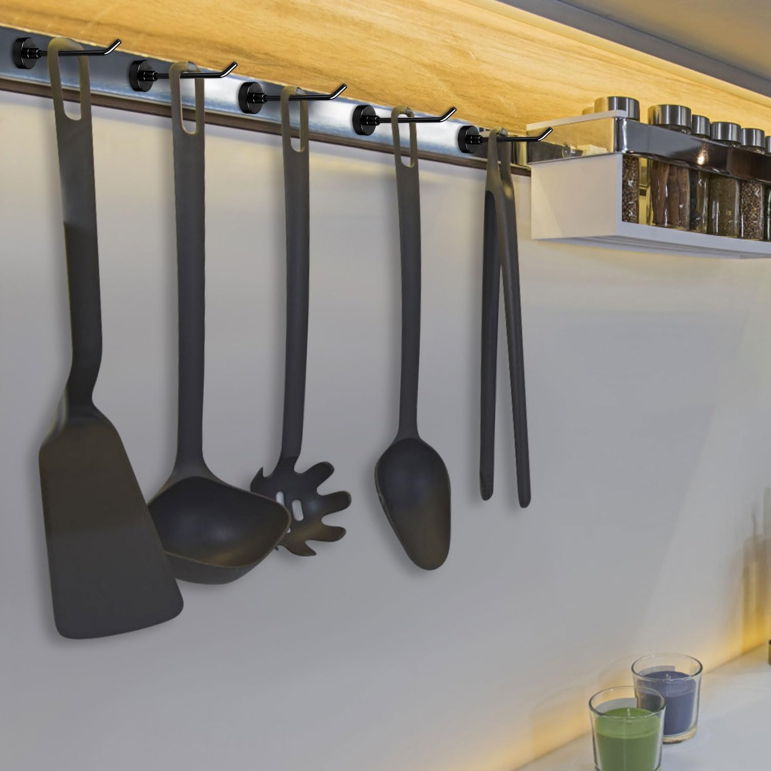 6pcs Heavy Duty Magnetic Wall Hooks Black