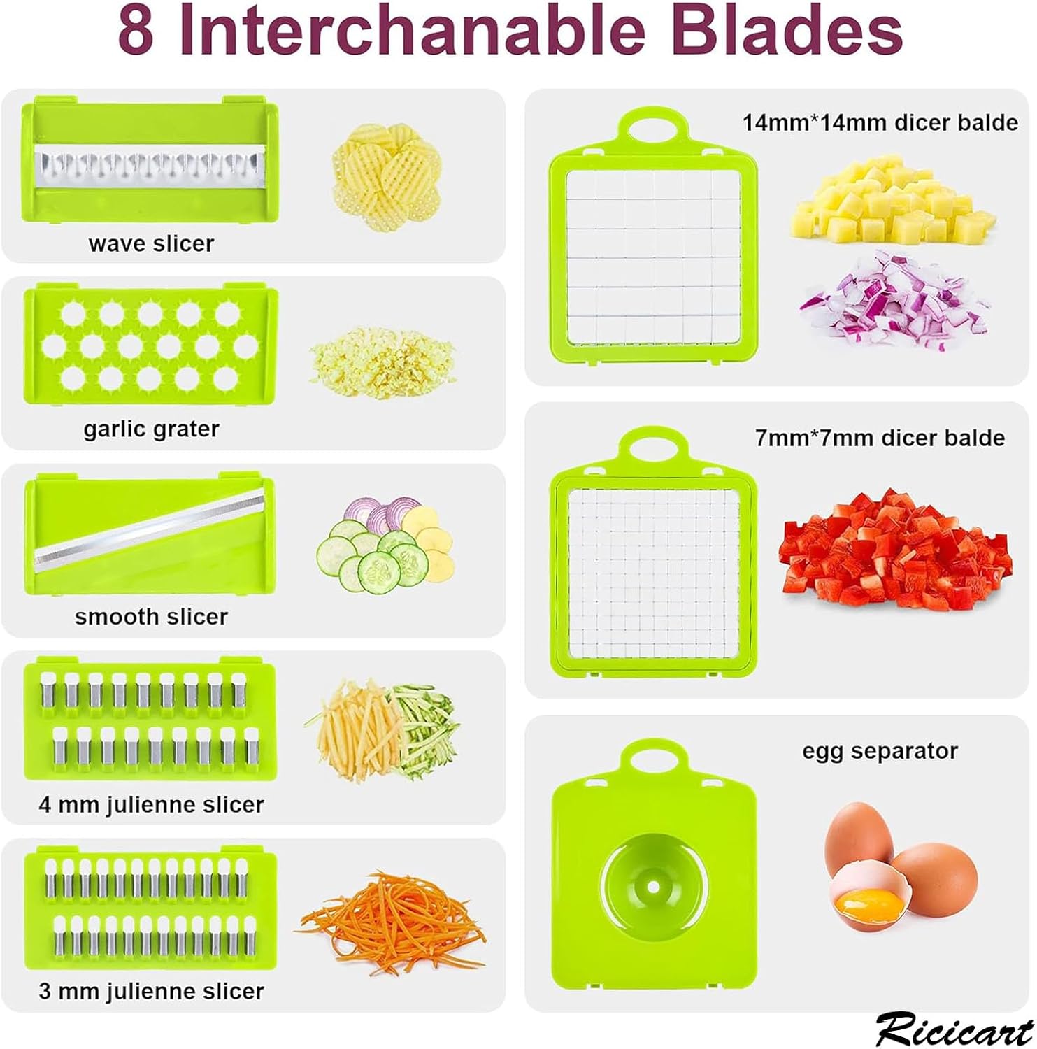 Extra-Sharp Multifunctional Chopper with 7 Interchangeable Blades for Veggies Fruits