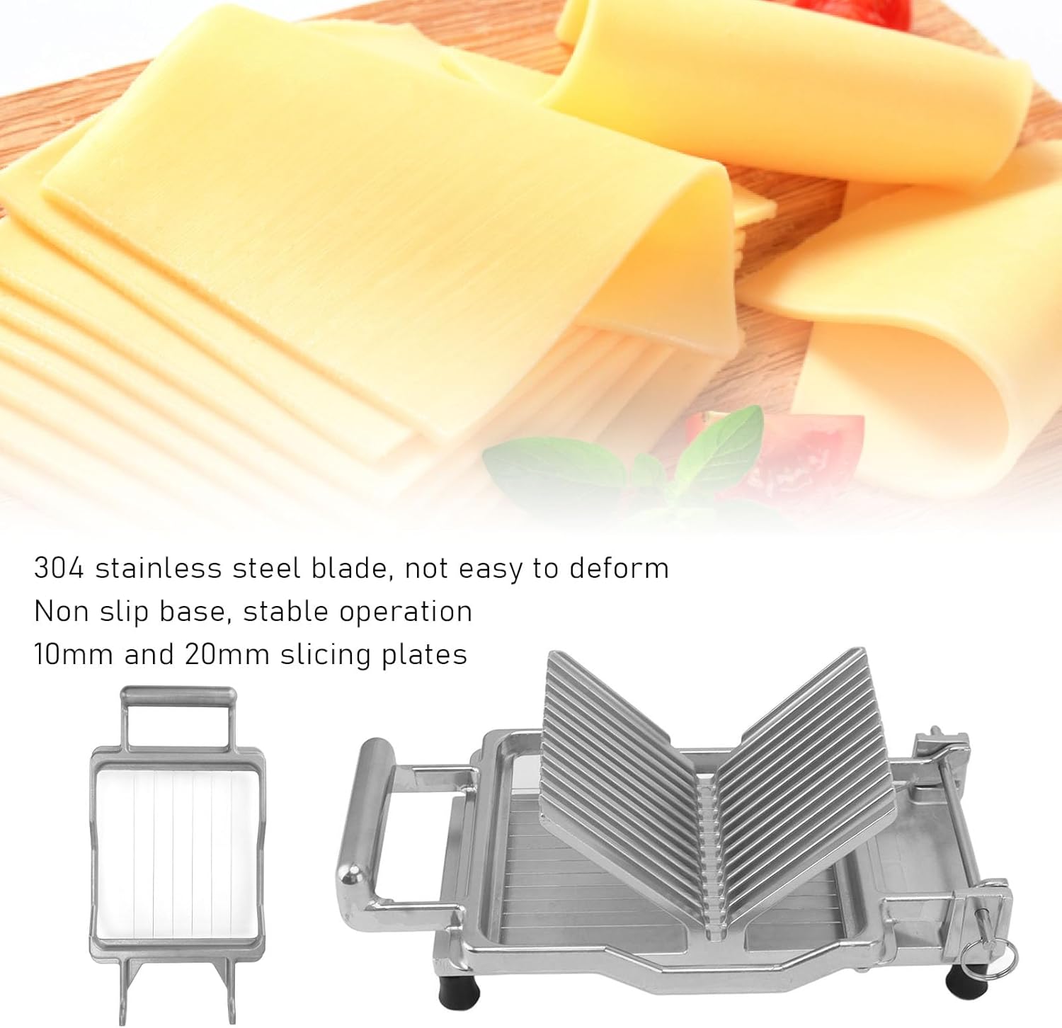 Perfect Cheese Slicer 10mm 20mm AdjustabilityCommercial Bread Cheese Grater with Grid Scale