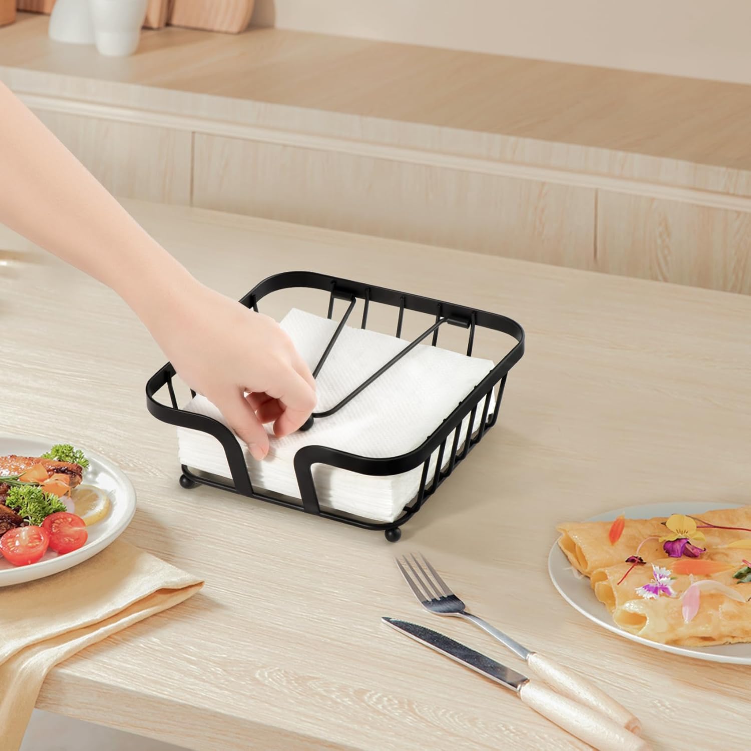 Zhithink Premium Square Napkin Holder Black