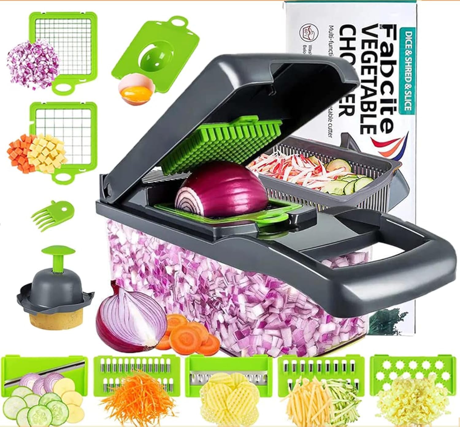 Manual Vegetable Chopper with 13-in-1 Functionality