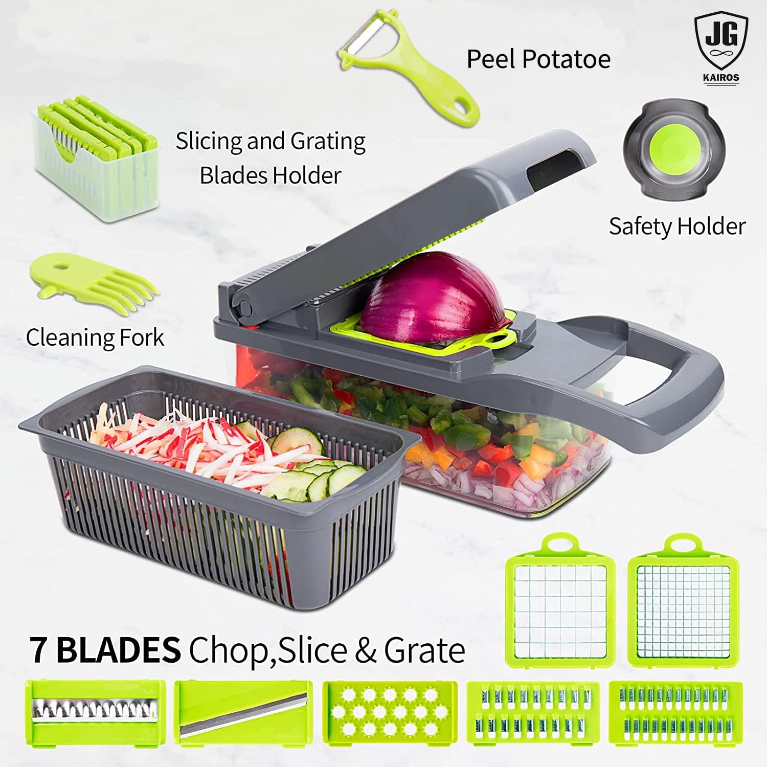 Premium Multi-functional Vegetable Chopper with 8 Blades