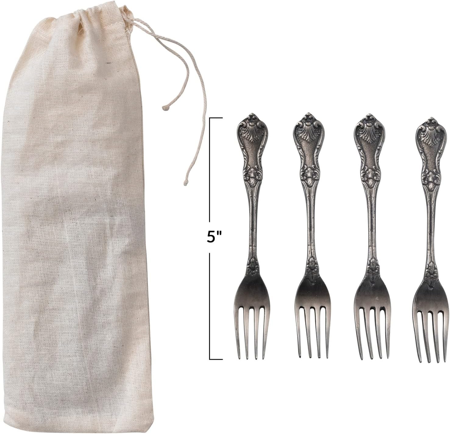 Creative Co-Op Embossed Brass Dinner Forks Set of 4