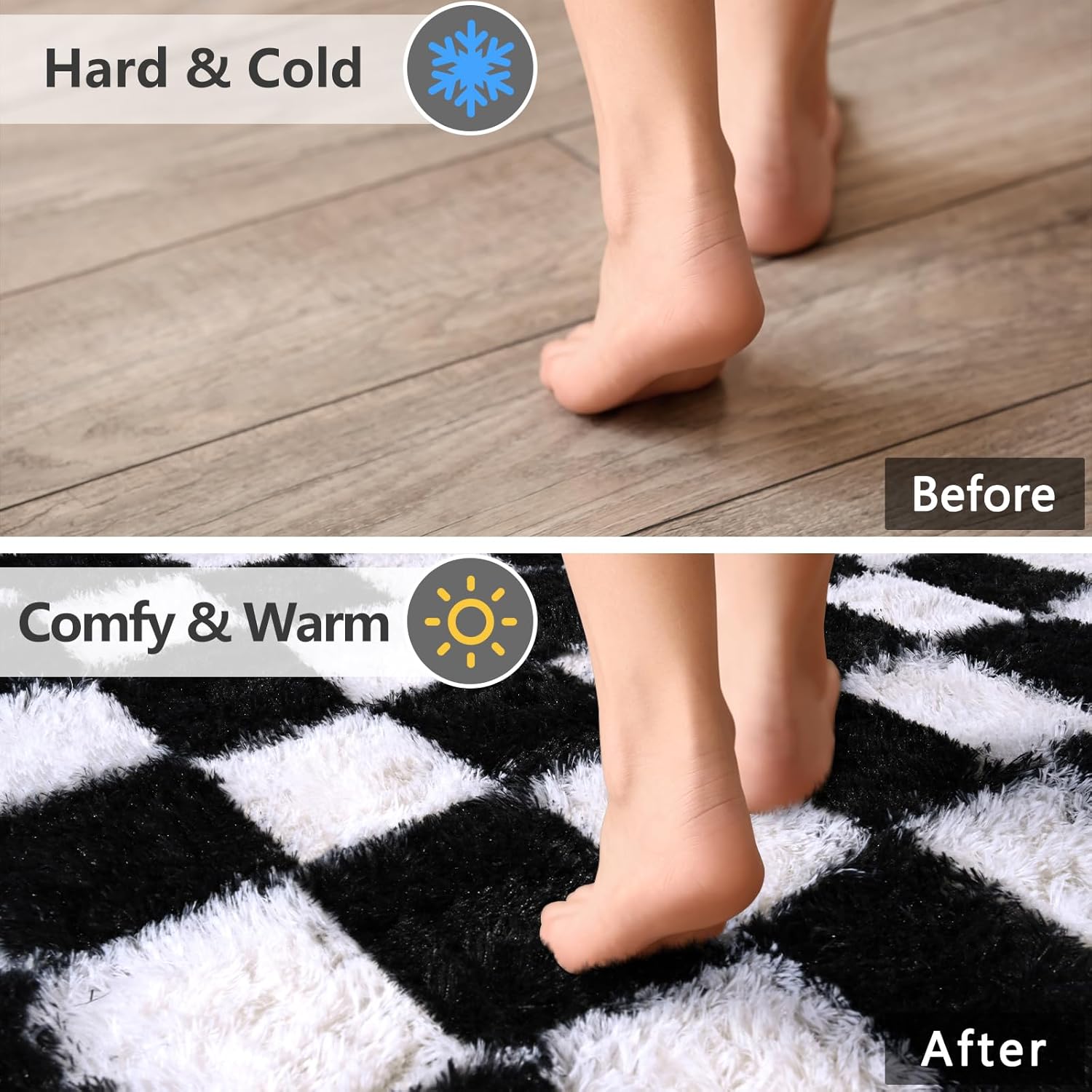 FALARK 4x6 ft Black and White Checkered Area Rug