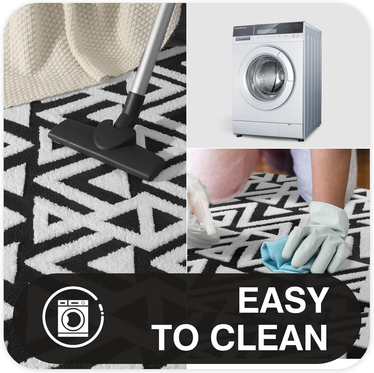 Ompaa Ultra Soft Geometric Rug 4x6 Black