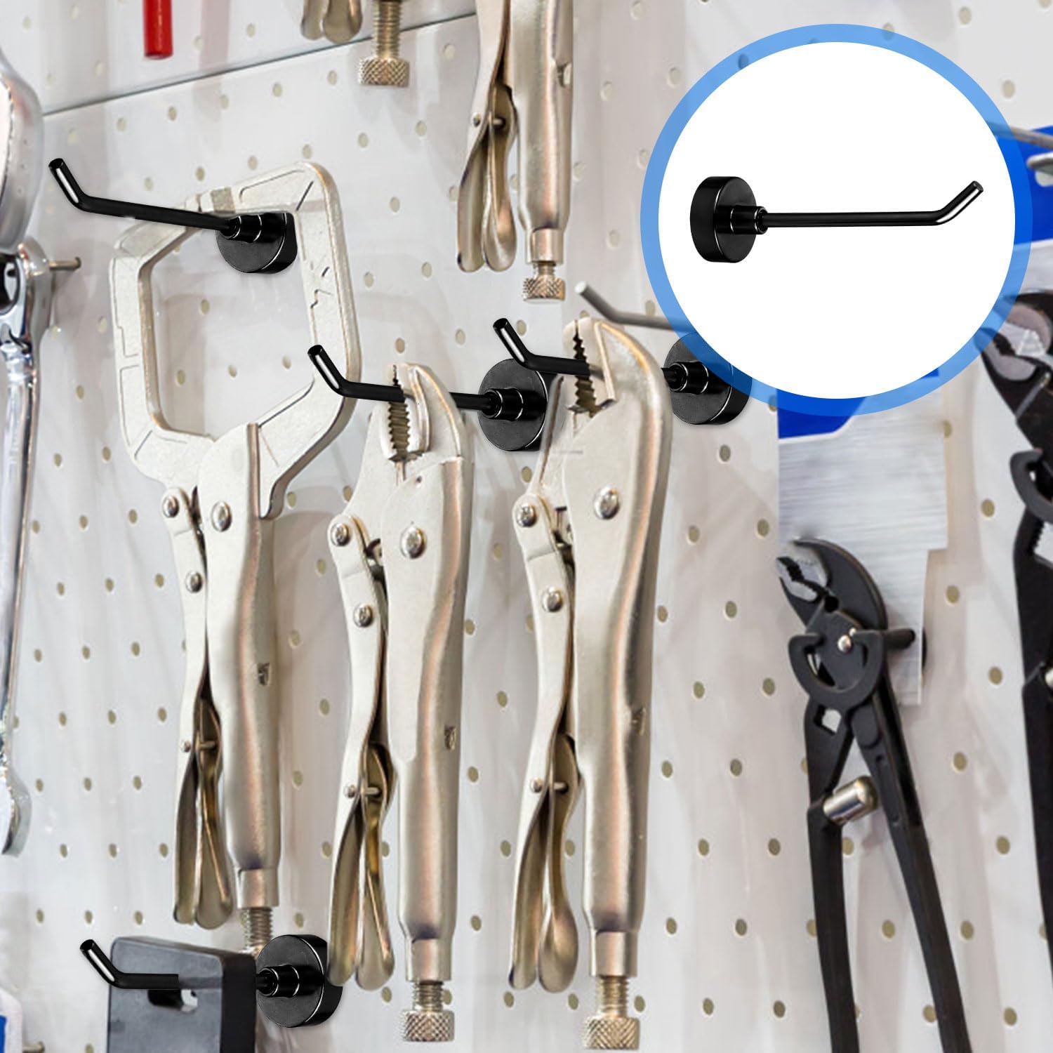 6pcs Heavy Duty Magnetic Wall Hooks Black