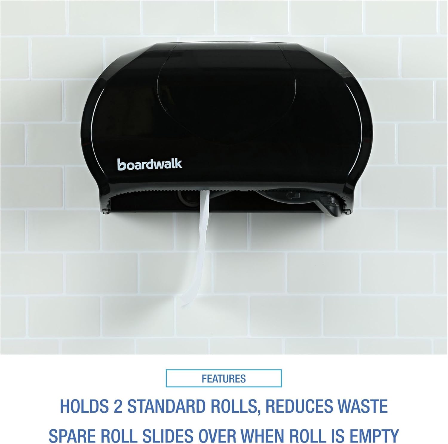 Low-Profile Dual Roll Toilet Paper Dispenser Black