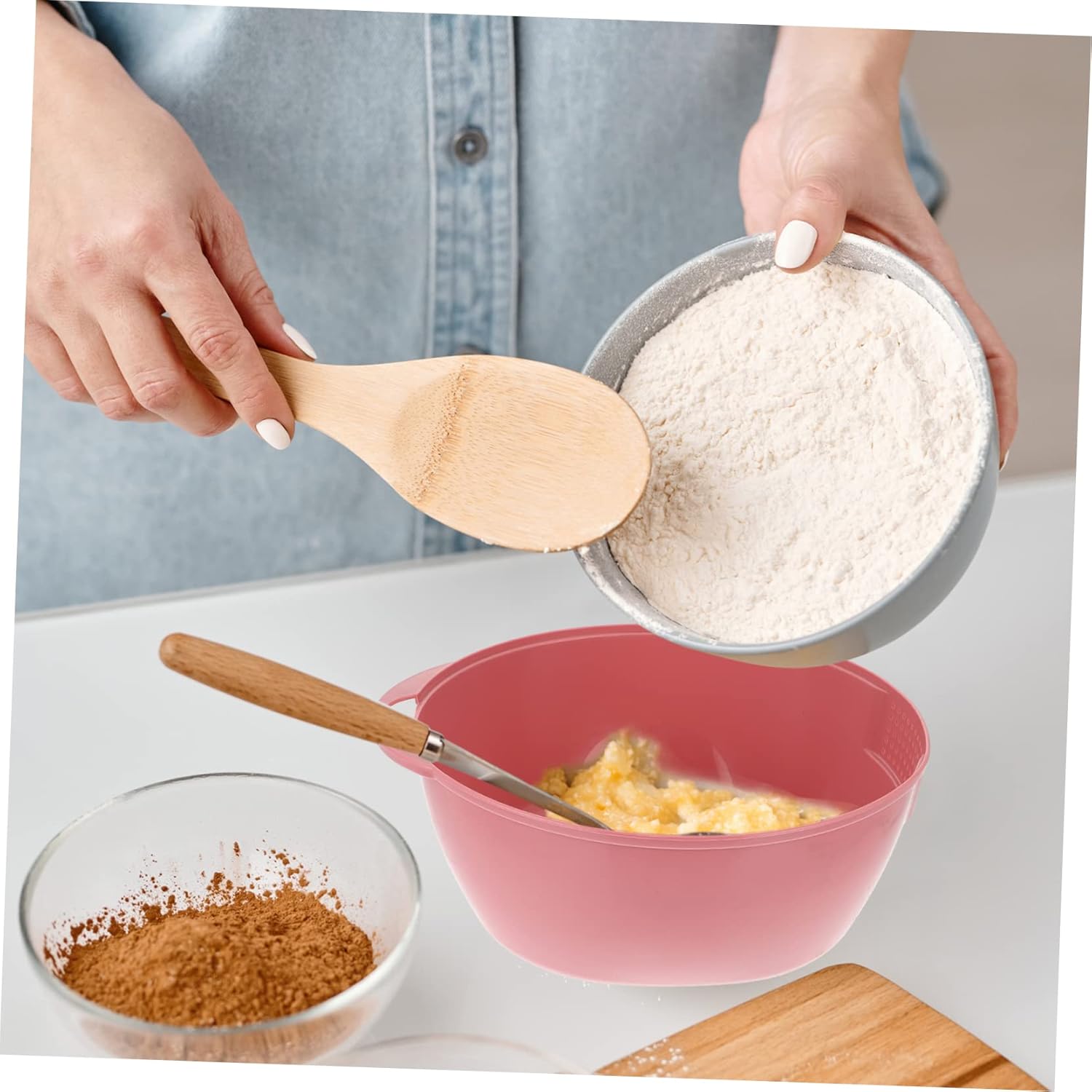 Manual Rice Washer and Grater Set Durable Stainless Steel Tool for Kitchen