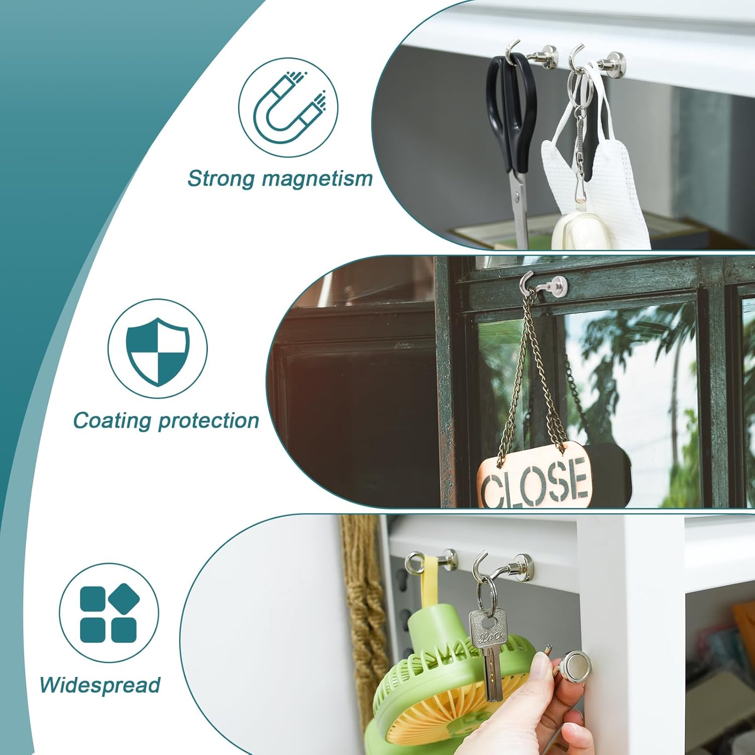 MAGXCENE 32-Count Heavy-Duty Magnetic Hooks for Dedicated Use