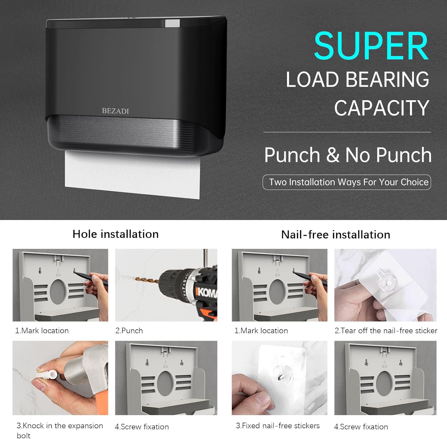 Wall-Mounted Large Capacity Tissue Dispenser