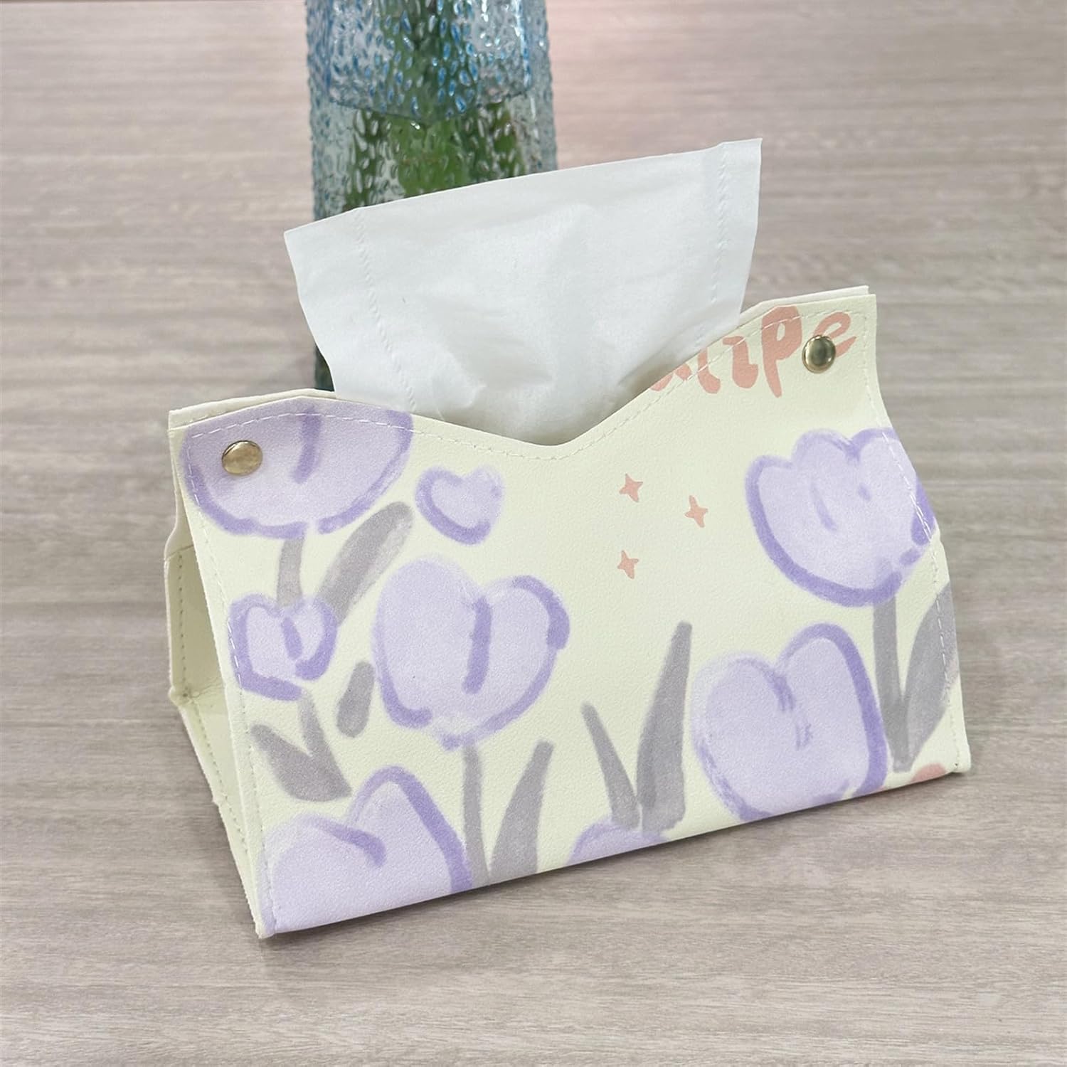 Zest Purple Tulip Tissue Box Beautiful Leather Tissue Box Design Luxurious Napkin Organizer