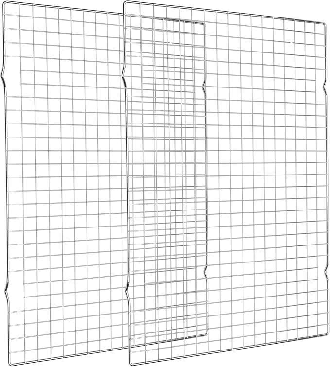 Cooling Rack for Baking 2-Pack, 16x10 Inches Baking Rack, Thick Wire Cookie Rack for Cooking, Roasting, Grilling, Drying, Oven Safe, Fits Half Sheet Pan, Silver