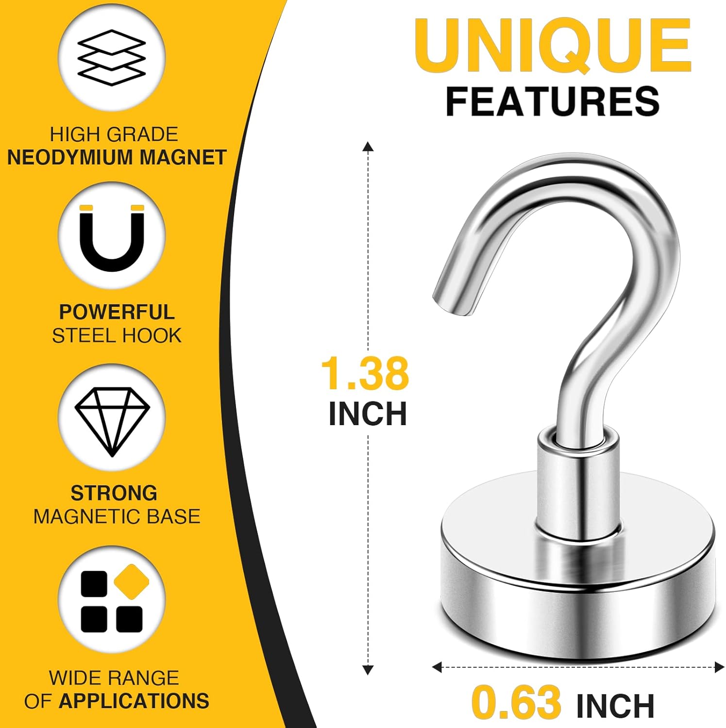 DIYMAG Magnetic HooksStrong Durable and Reliable for Classroom Fridge Office and everywhere