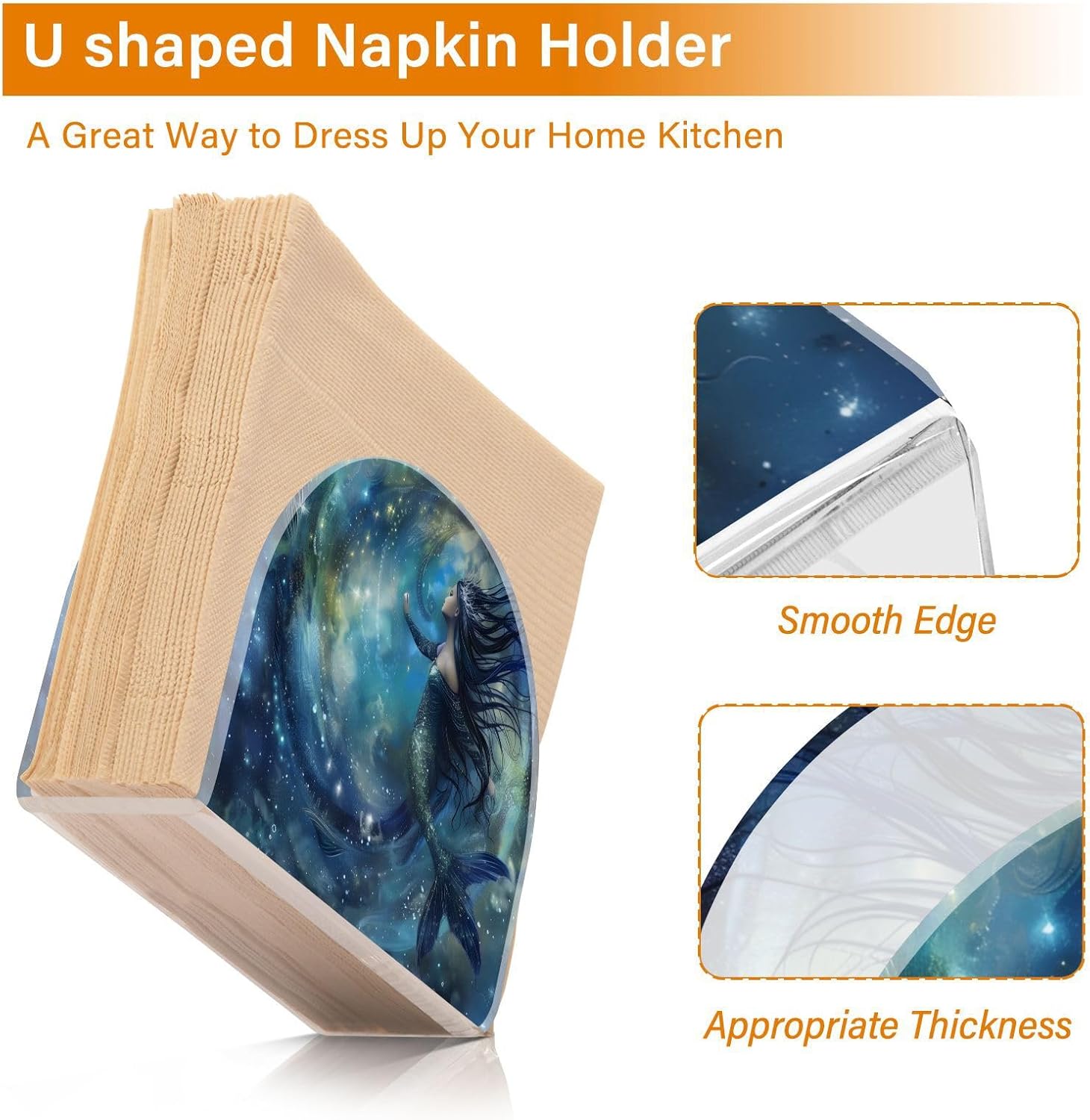 Stylish Mermaid Nebula Napkin Holder for Compact Storage