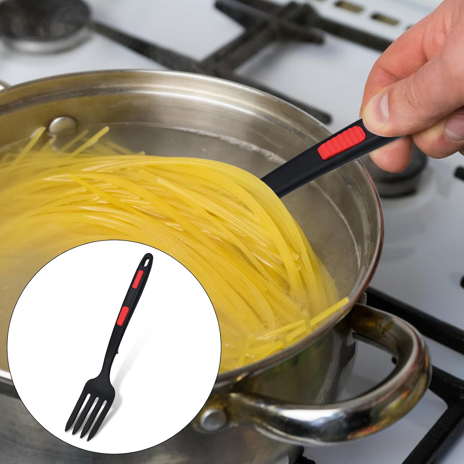 Xihircd 2-Piece Silicone Cooking Forks Heat-Resistant Nonstick Multifunctional Kitchen Tools