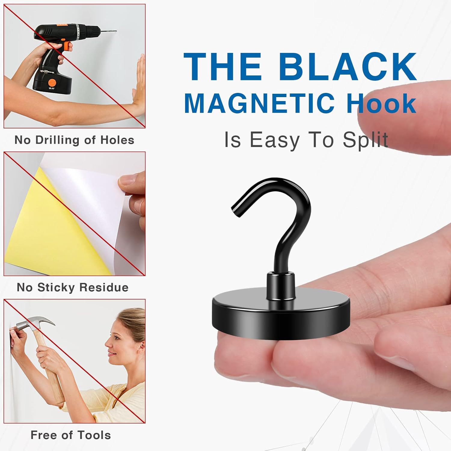 LOVIMAG Black Magnetic Hooks 110lbs Multi-Purpose