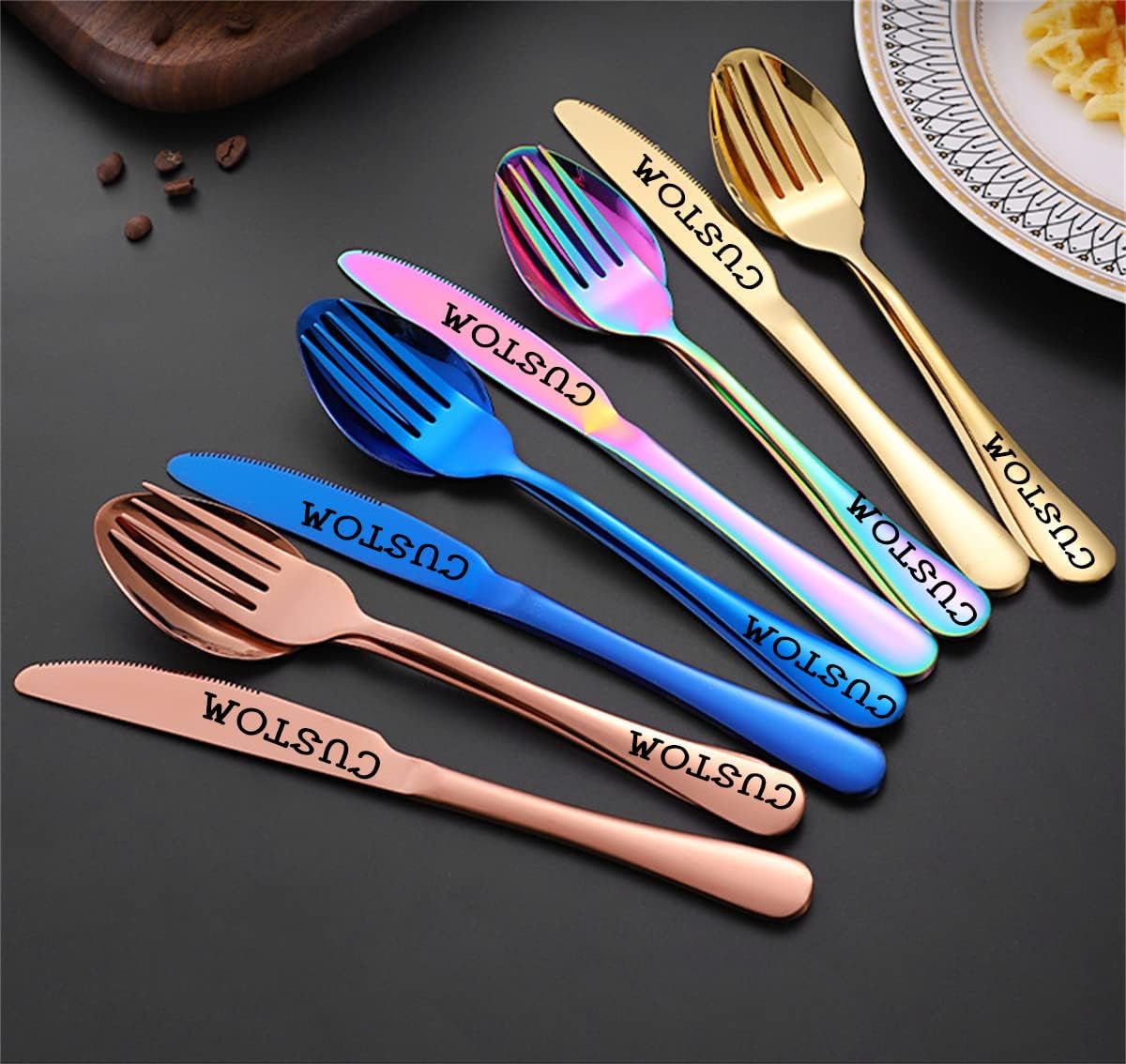 Stainless Steel Flatware Set with Name Engraving