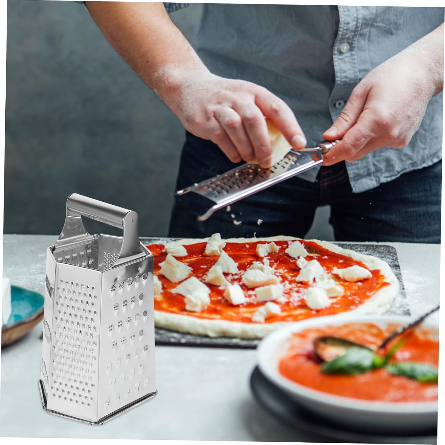 Stainless Steel Grater with 6 Shape Slicing Function Reusable Cooking Tool