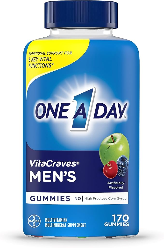 One A Day Menâ€™s Multivitamin Gummies, Multivitamin for Men with Vitamin A, C, D, E, Calcium & More To Support Healthy Muscle Function, Gummies, 170 Count