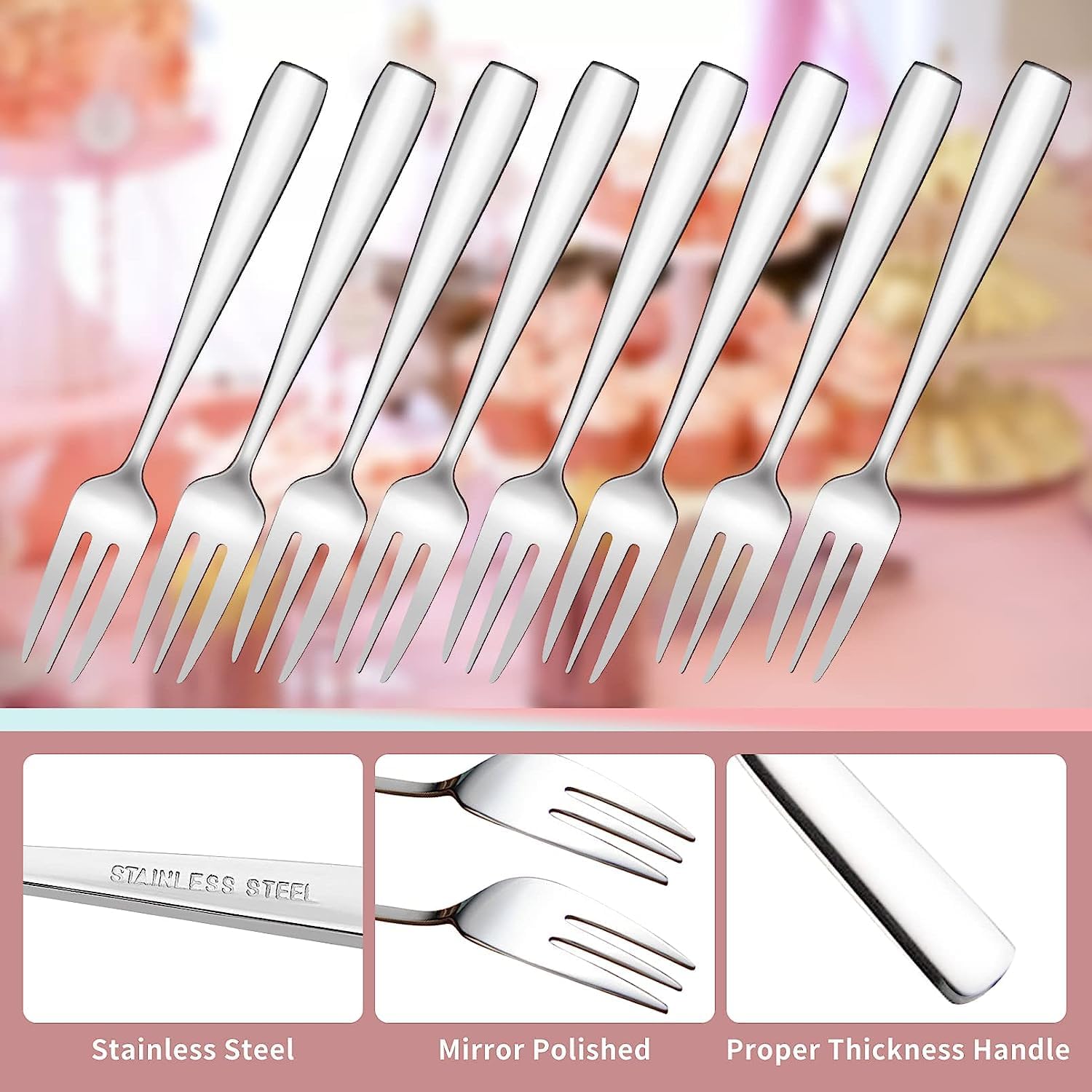 24-Piece Stainless Steel Dessert Forks for Elegance and Comfort