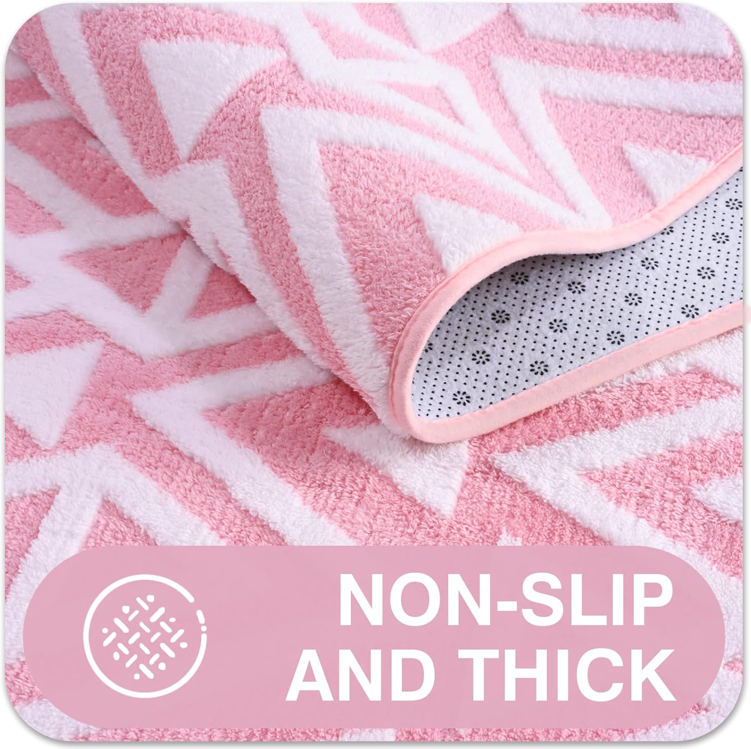 Ompaa Ultra Soft Shaggy Rug 5x8 Feet Pink Geometric Textured Carpet