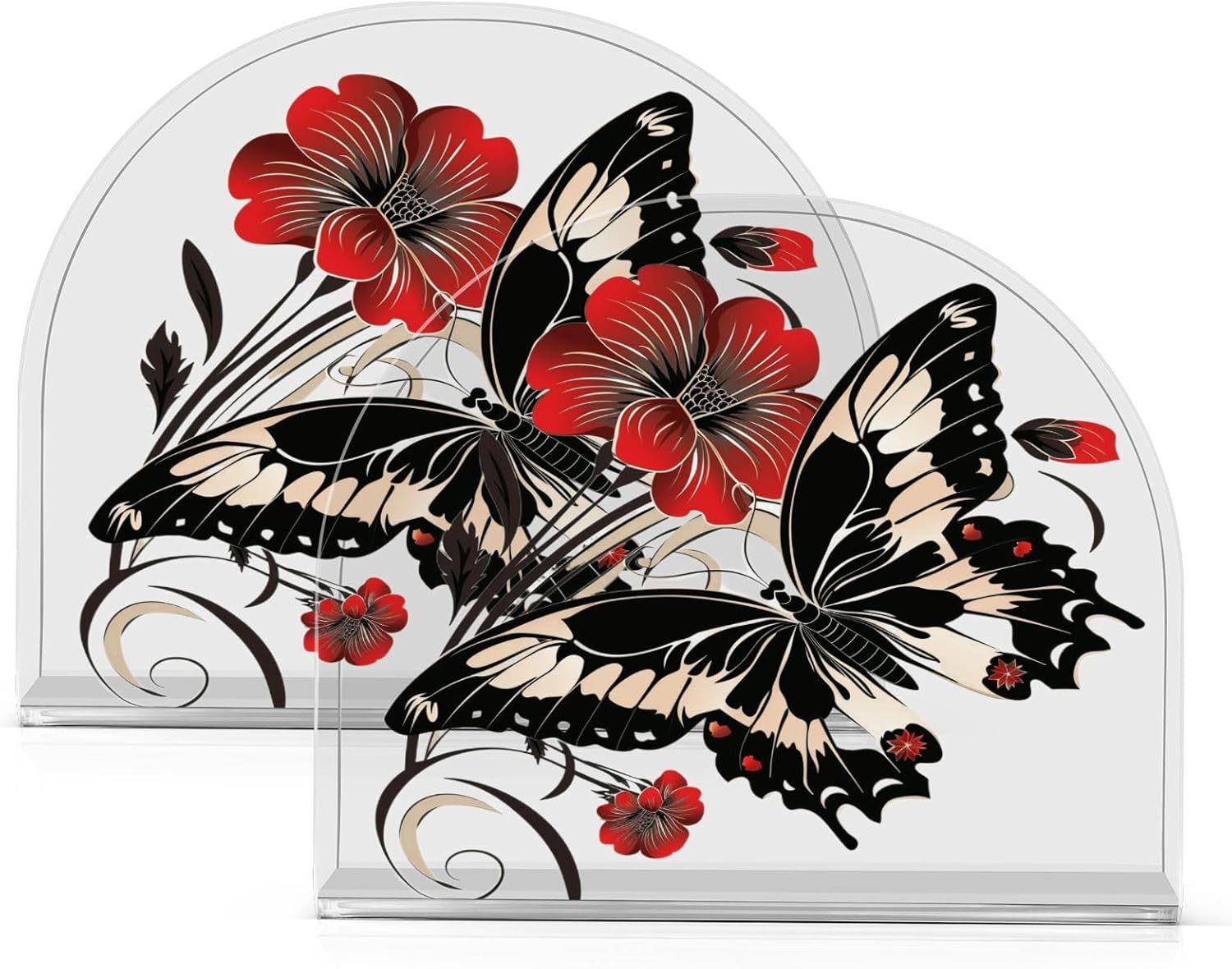 ALAZA Butterfly Napkin Holder with Floral Design 2-Pack