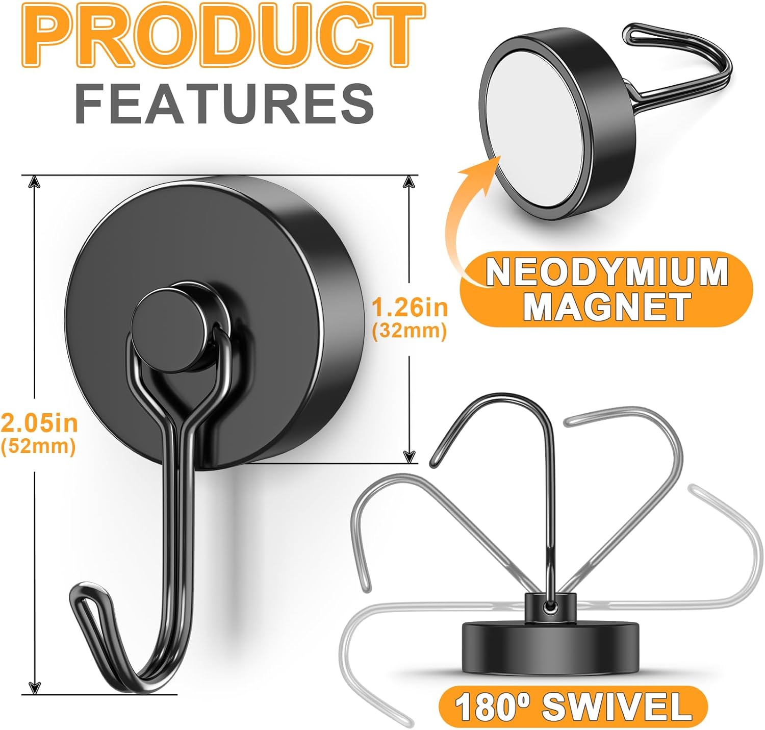 Sturdy Magnetic Hook Set for Home Office Use