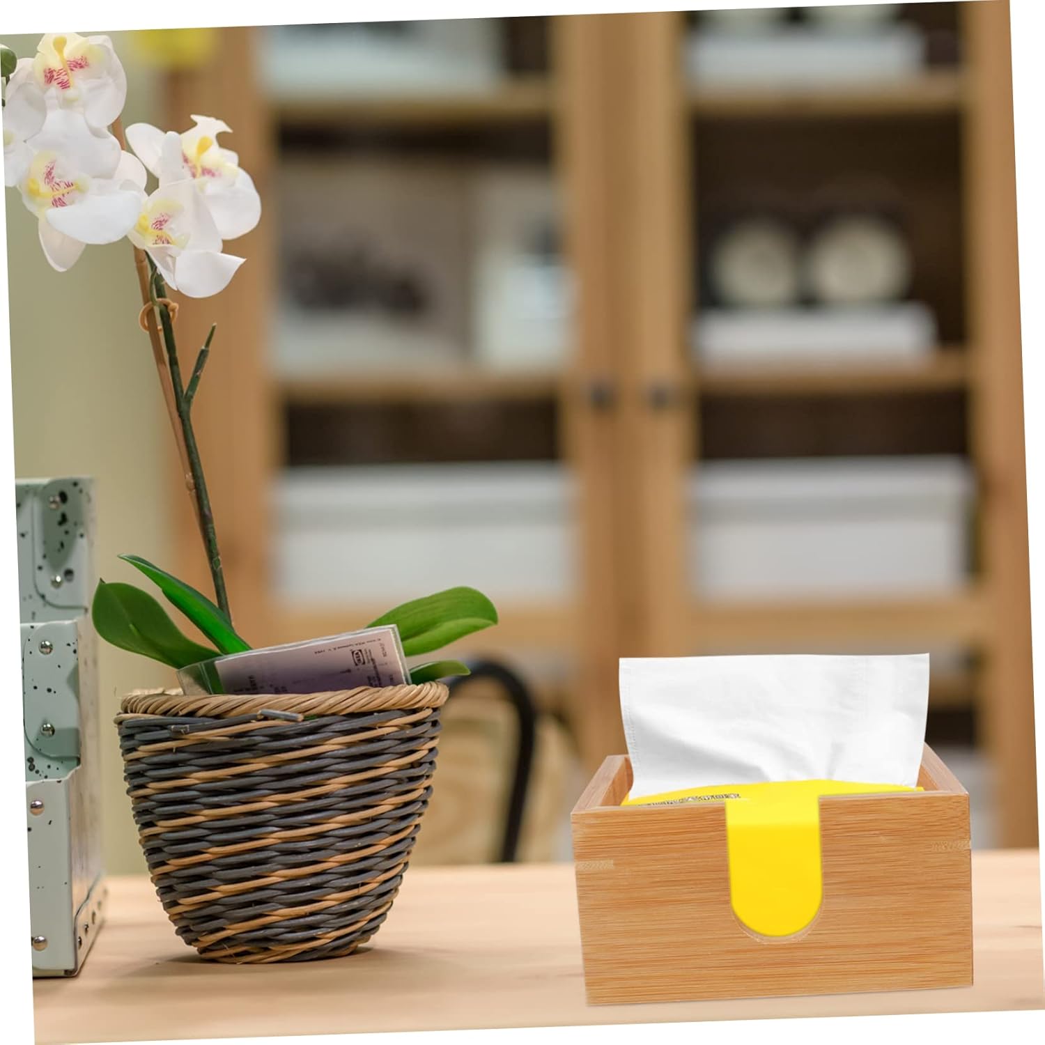 HOLIDYOYO Bamboo Napkin Holder Dispenser