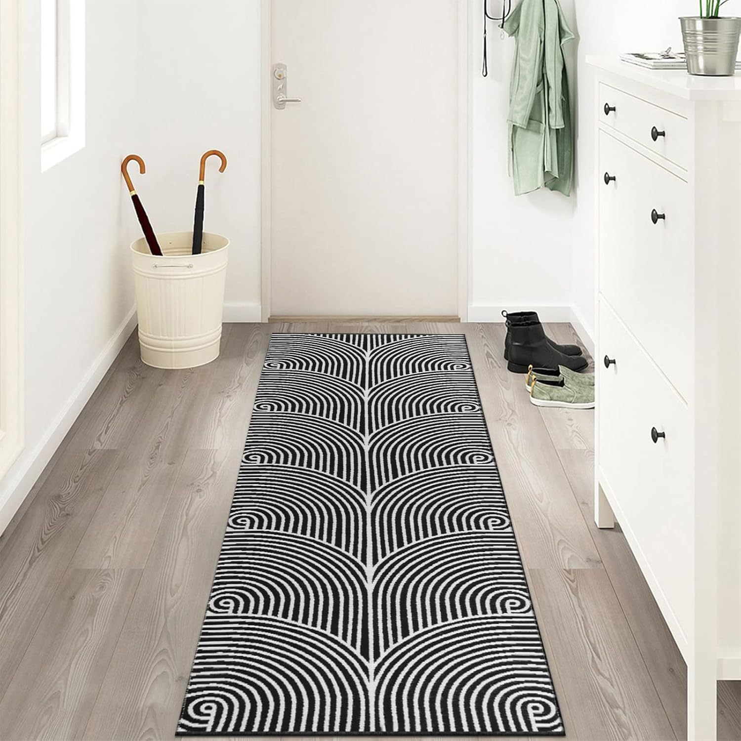 Tiffasea Woven Runner Rug 2x6 Black White