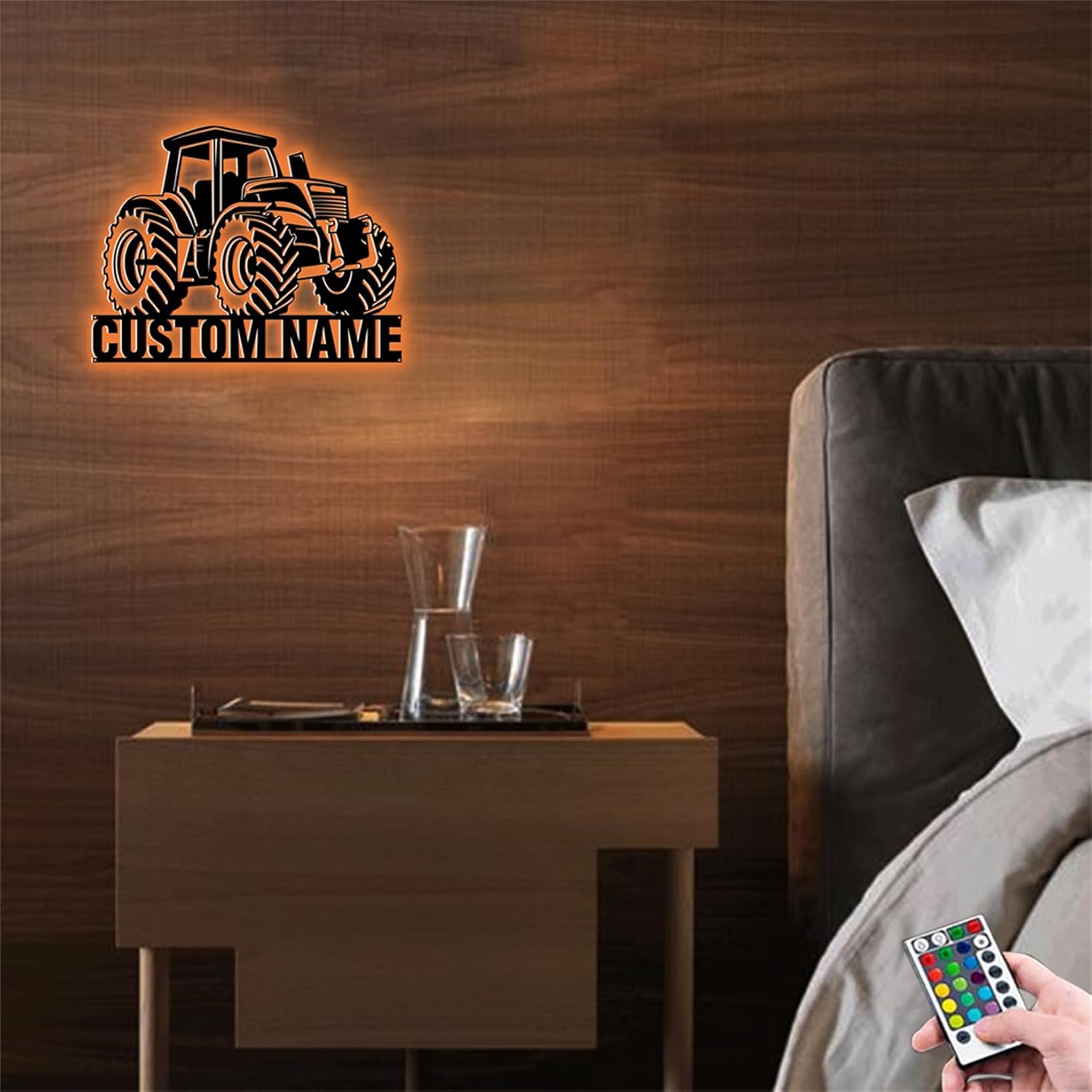 Custom Forklift Driver Metal Wall Art LED Light Sign