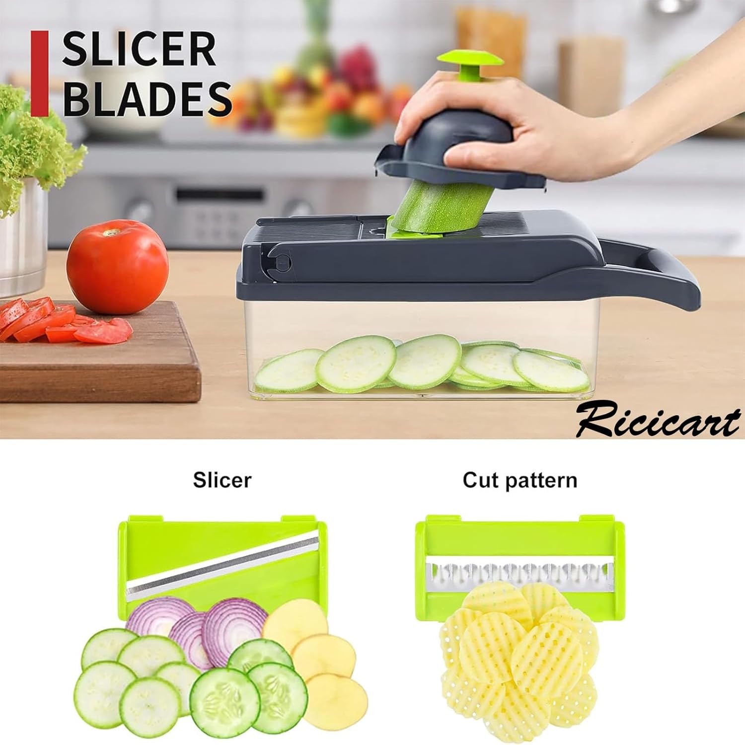 Extra-Sharp Multifunctional Chopper with 7 Interchangeable Blades for Veggies Fruits