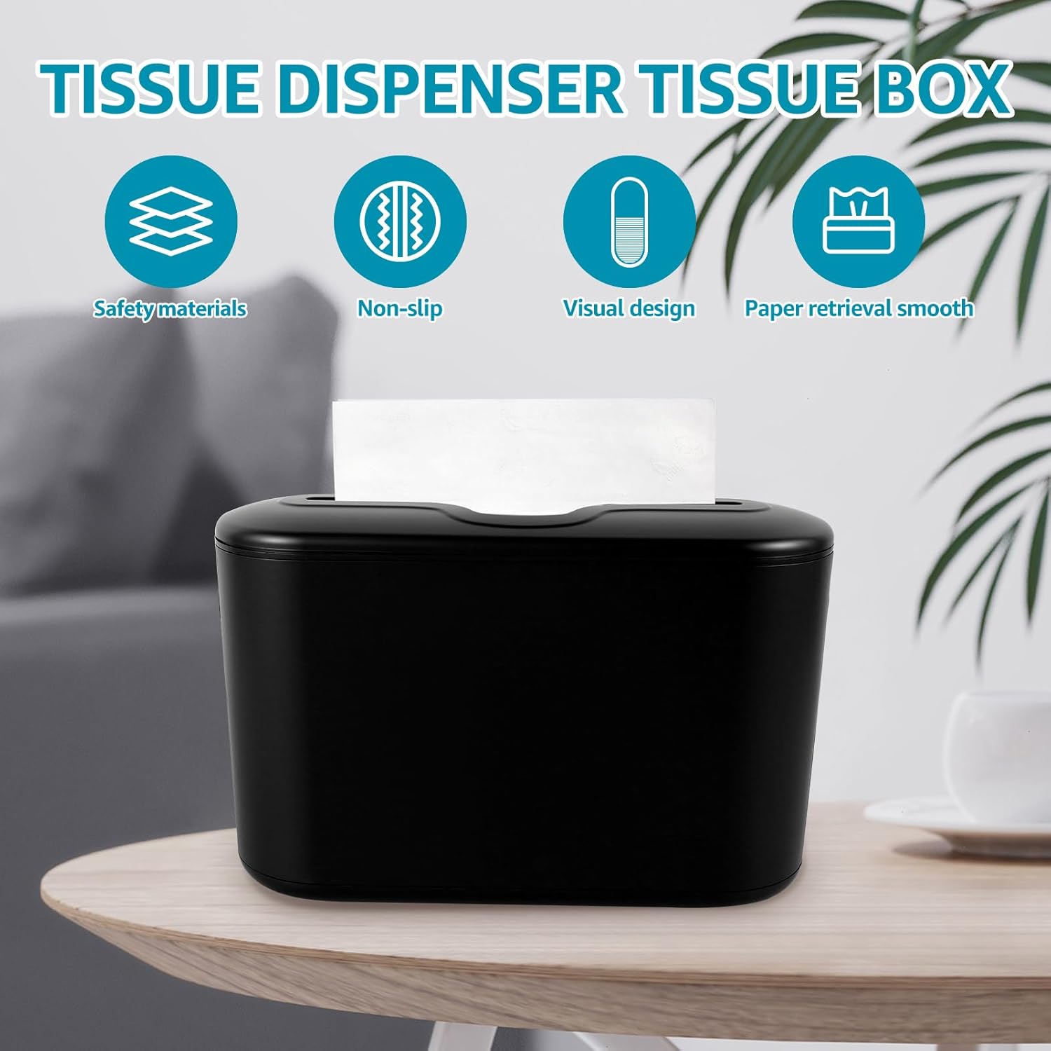 Large Non-Slip Counter Top Towel Dispenser with Smooth Release Black