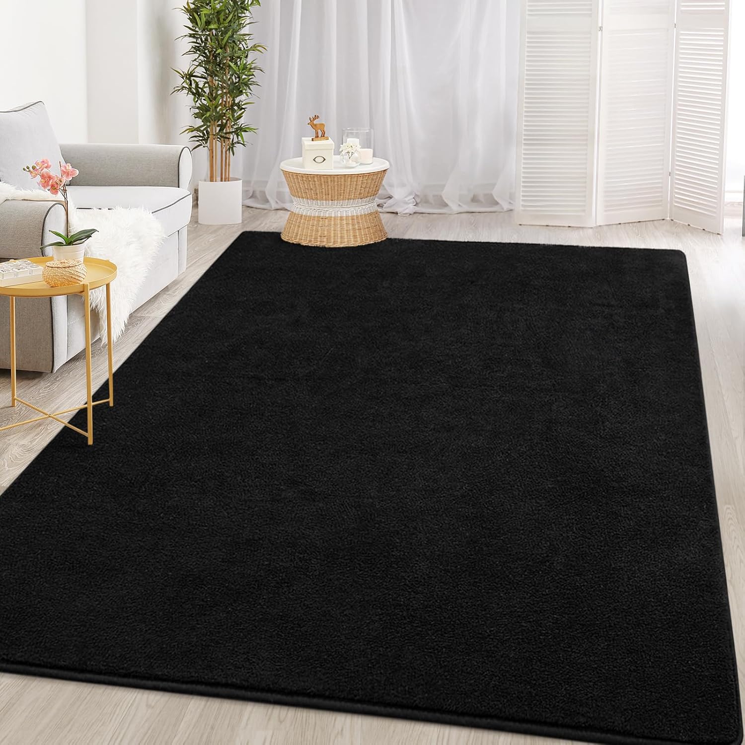 Gifeas 4x6 Black Area Rug - Thick Memory Foam Ultra Soft Non-Slip