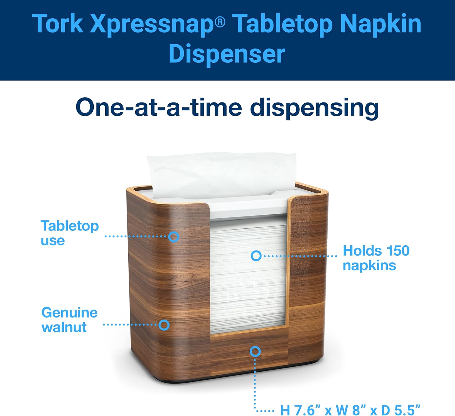 Tork Xpressnap N4Walnut - N4 Refill - White Napkin dispenser