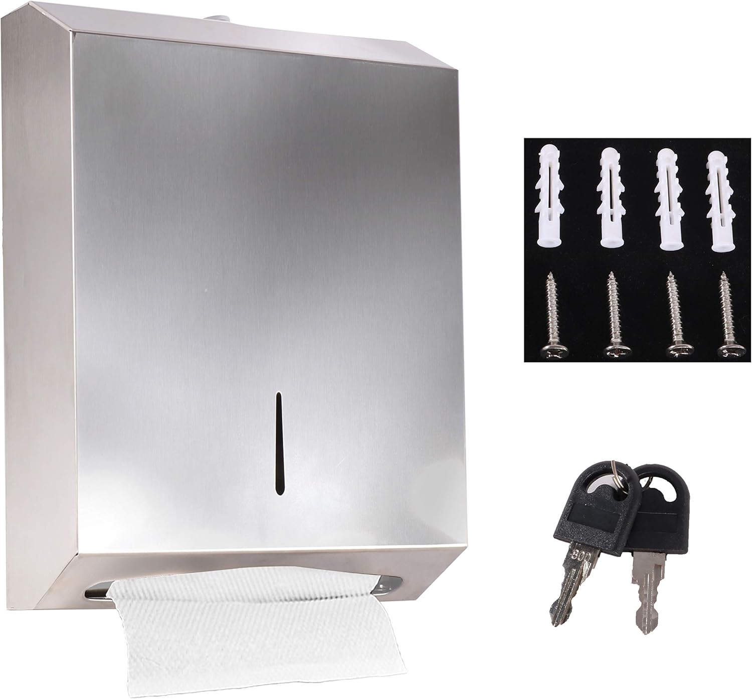 Durable stainless steel towel dispenser with lock high capacity for commercial use