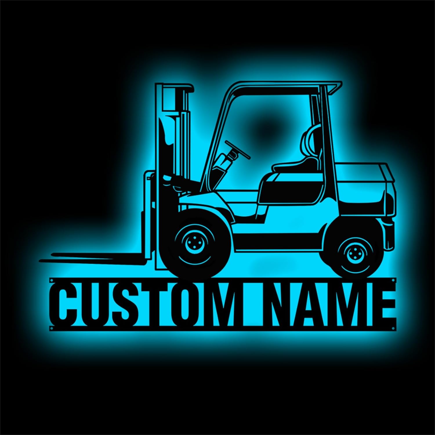 Custom Forklift Metal Wall Art LED Light Sign
