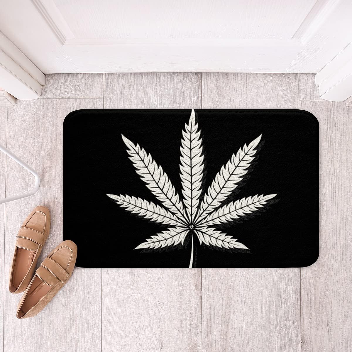 Feelyou Cannabis Leaves Bath Rug with Non-Slip Back
