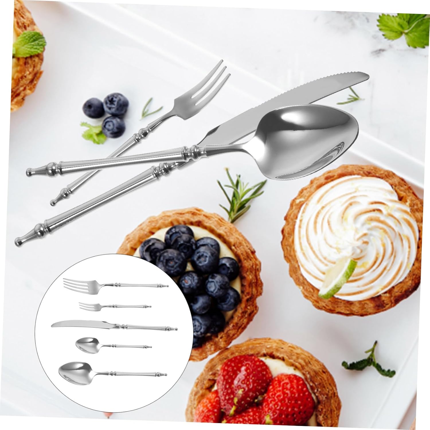 KICHOUSE 304 Stainless Steel Fork Spoon Set for Family Dinners
