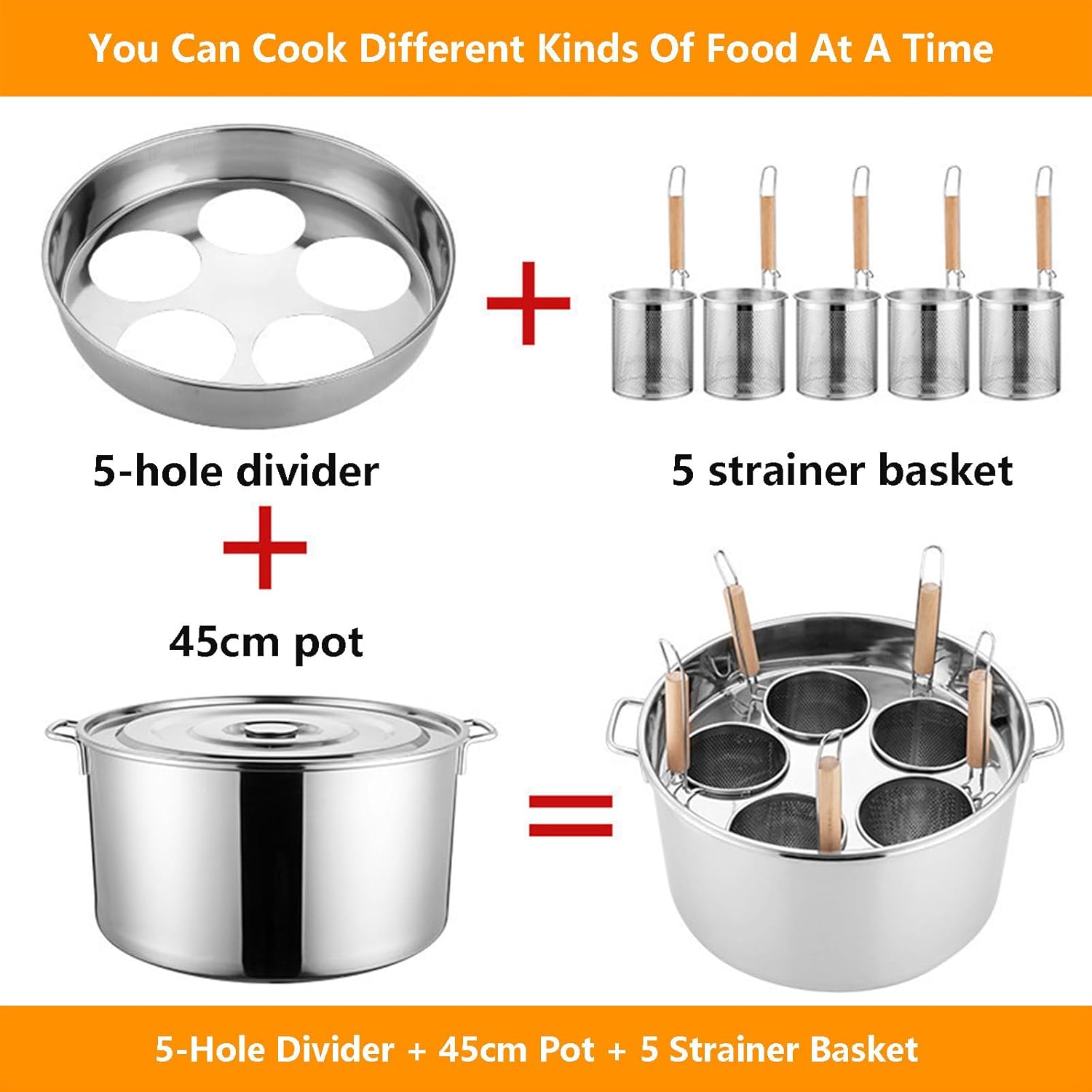UMJIGF 5-Hole Stainless Steel Multi-Cooker Set for Home Kitchen