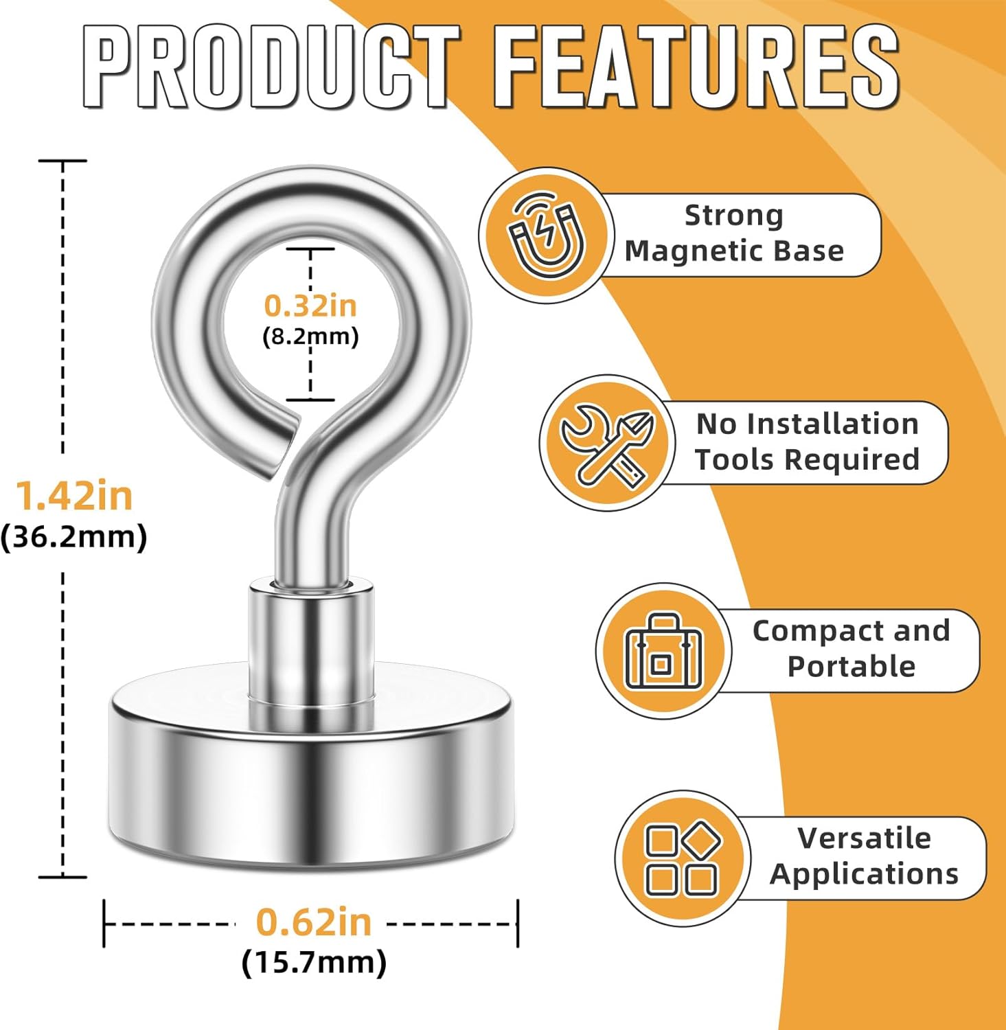 Securely Hold Up To 28 lbs With Magnetic Hooks