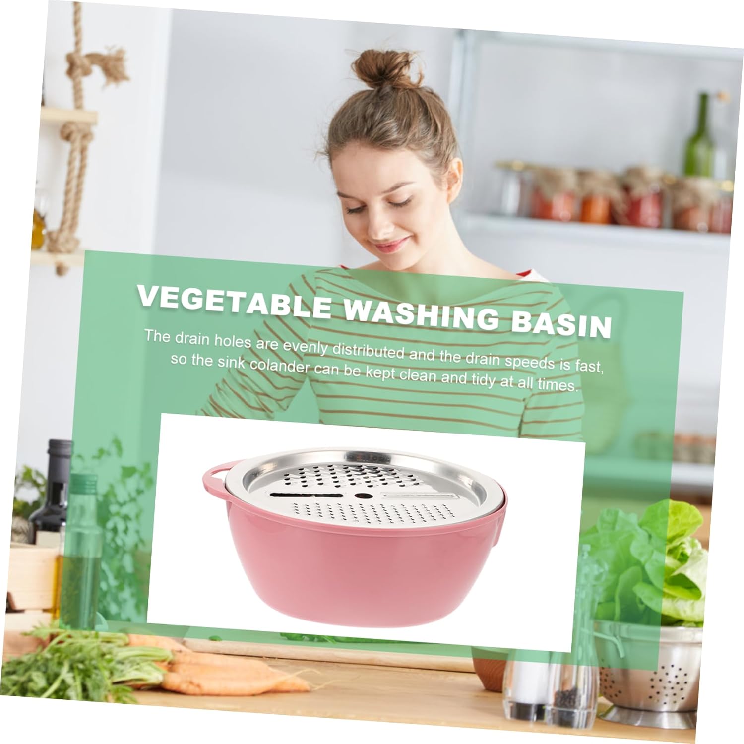 Manual Rice Washer and Grater Set Durable Stainless Steel Tool for Kitchen