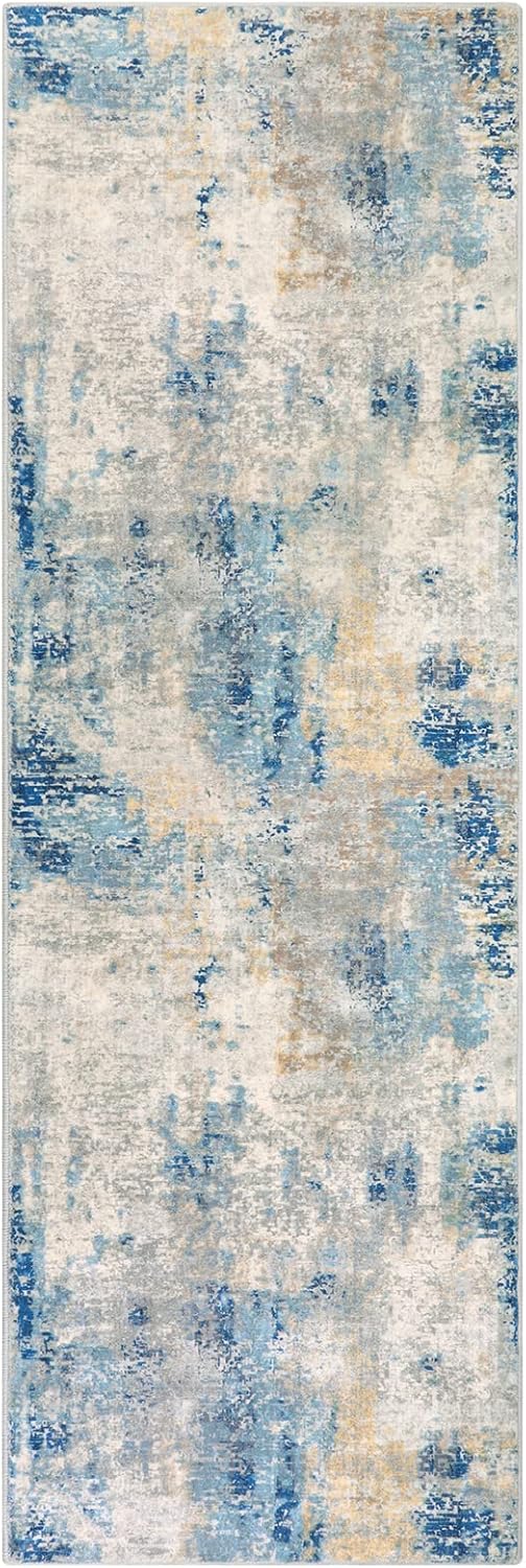 Lahome Modern Abstract Blue Bathroom Rug 2x6